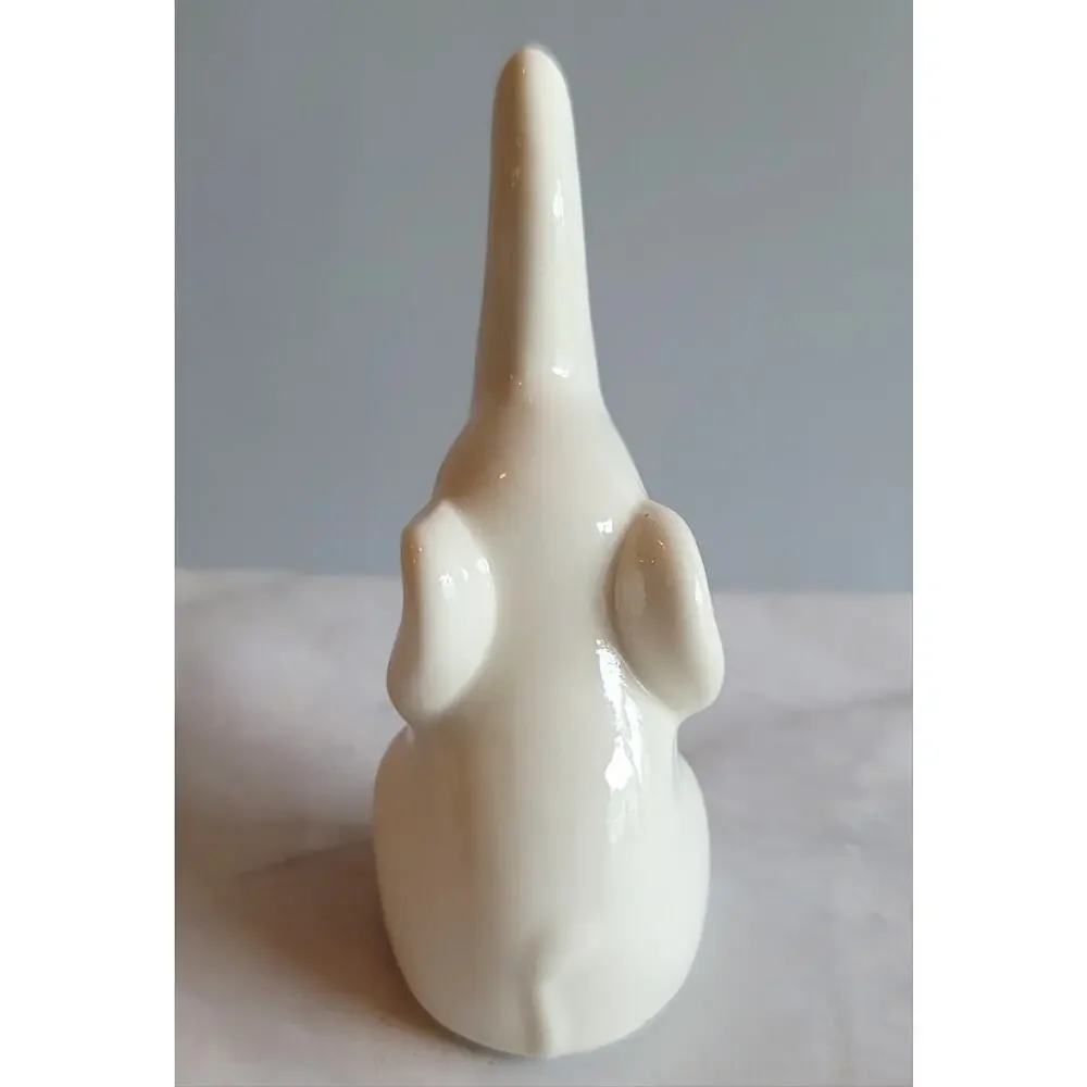 White Ceramic Elephant Ring Holder 3-1/2